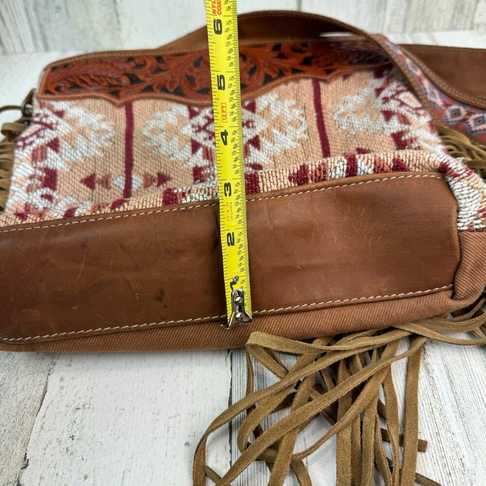 Myra Bag Mojave Paisley Fringed Western Hand Crossbody Tooled Bag - Picture 10 of 12
